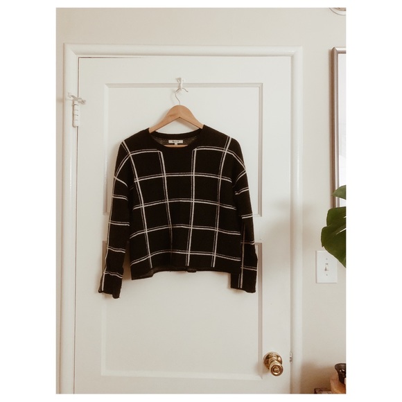 Madewell // Charcoal Windowpane Crewneck Sweater - Picture 1 of 10